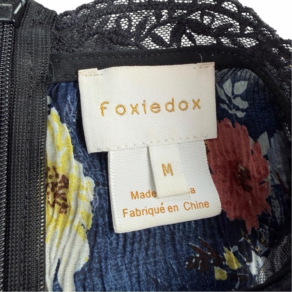 Anthropologie Foxiedox Andora Floral Mini Dress In Navy Blue Size Medium - Picture 6 of 11